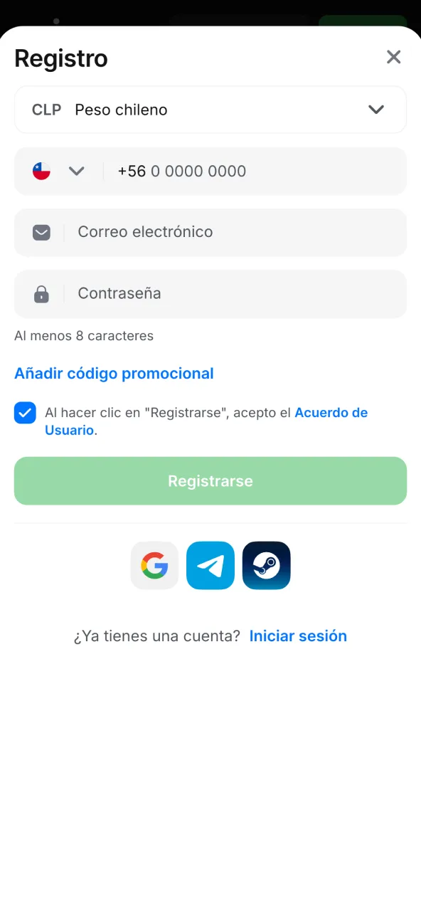 Accede a 1win llenando el formulario y aceptando condiciones.